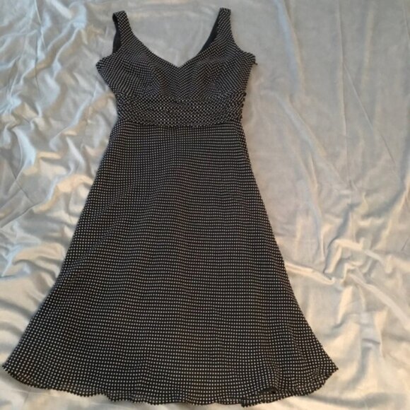 Black & White Polka dot lined silk dress Flowing 4 - Picture 2 of 4